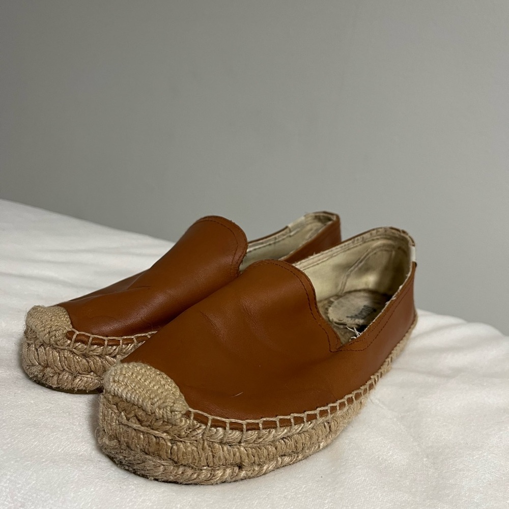 Soludos Brown Leather Espadrille Flats